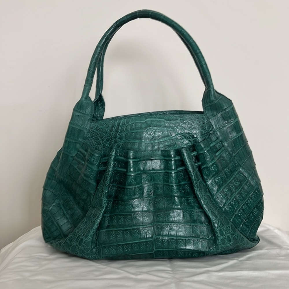 NANCY GONZALEZ Green Crocodile Handbag